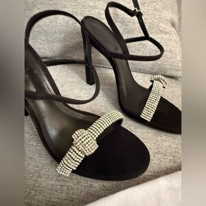 SCHUTZ Black Heels with Rhinestone Straps